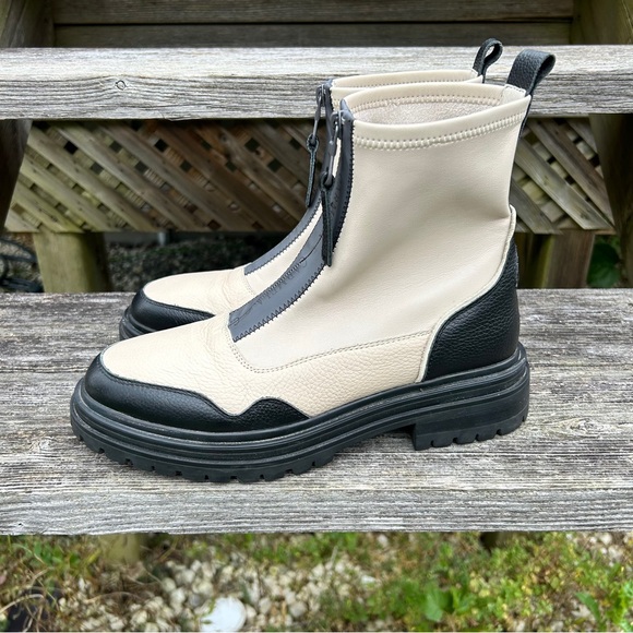 Off-White Leather Lug Sole Zipper Ankle Boots - Picture 6 of 15